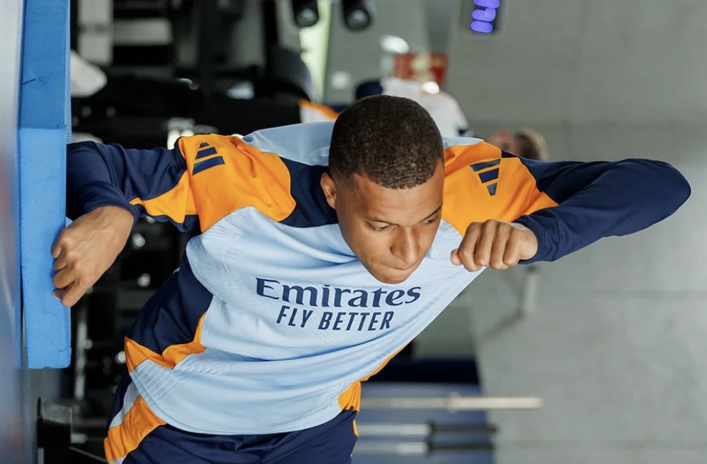 Kylian Mbappe, buteur du Real Madrid en salle de musculation