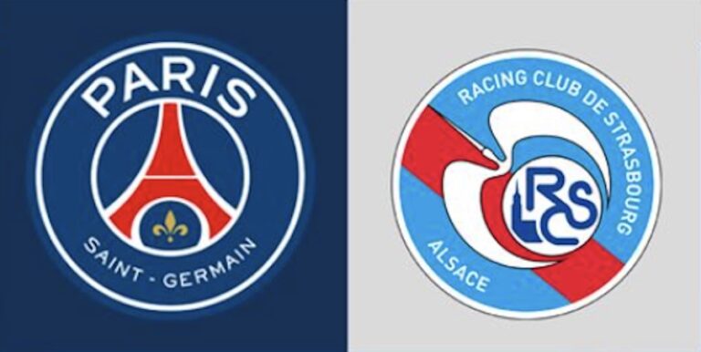 Logo du PSG et du RC Strasbourg